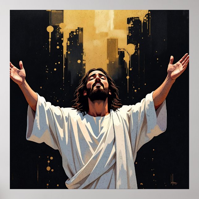 Poster Jesus Christ Our Savior | Black and Gold (Frente)