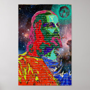 Poster Jesus Christ Outer Space Galaxy Cosmos Stars Sun