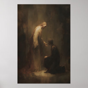 Poster Jesus Cristo Curando um Homem, Arte de Parede Cris