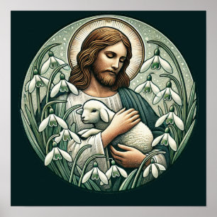 Poster Jesus Cristo e a Páscoa de cordeiro no domingo