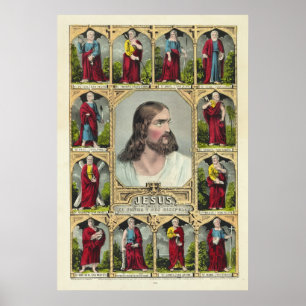 Poster Jesus Cristo e os Doze Apóstolos Cristãos