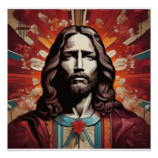 Póster Jesus Cristo em arte Pop e arte deco