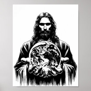 Poster Jesus Cristo Segurando a ilustração de Arte Mundia
