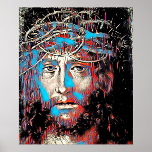 Poster Jesus Cristo Vestindo pintura Thorn Crown Abstrato