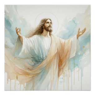 Póster Jesus Cristo Watercolor Art