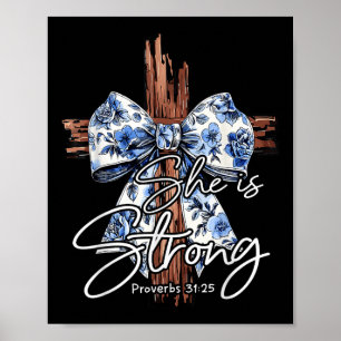Poster Jesus Cross Floral Blue Coquette Arco Ela É Forte