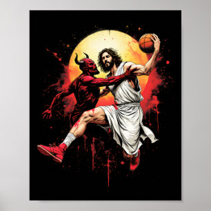 Poster Jesus Cruzando o Diabo Amante Esboço Cristão