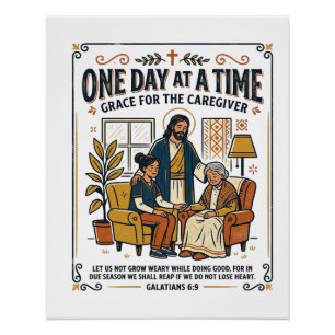 Póster Jesus Cuida dos Pais Idosos Camiseta Gráfica Crist