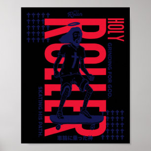 Poster Jesus de skate engraçado arte de rua Holy Roller S