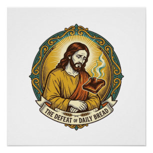 Póster Jesus Derrotado Fumando Torradas Queimadas Café da