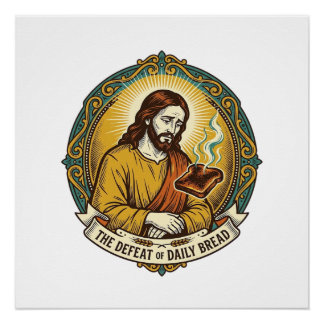 Póster Jesus Derrotado Fumando Torradas Queimadas Café da