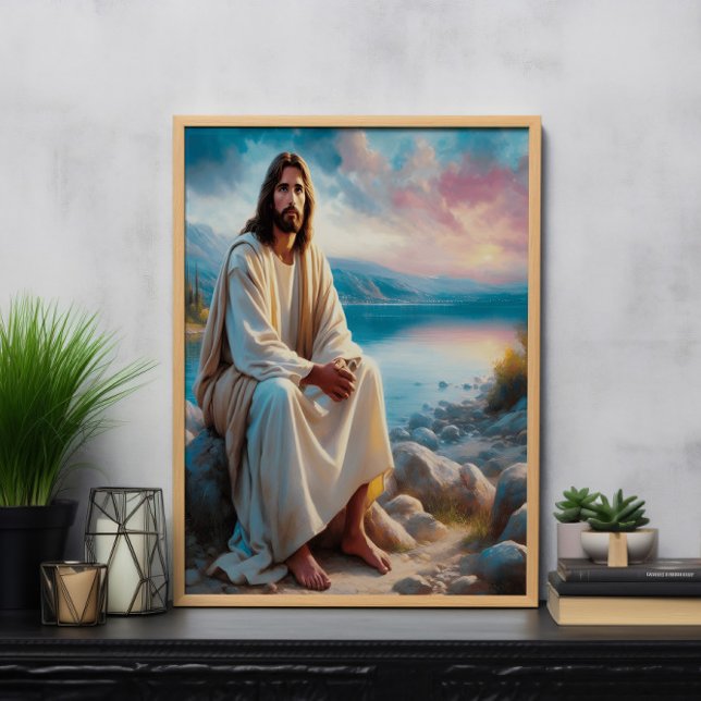Poster Jesus Divino Paz Ao Lado Das Águas Sunset (Criador carregado)