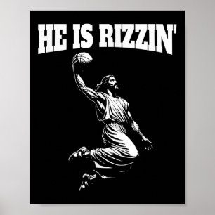 Poster Jesus Dunking Meme Céu Dunk De Basquete Ele É Ri