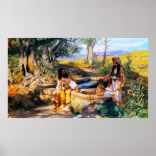 Póster Jesus e a mulher do samaritano no poço de Jacob