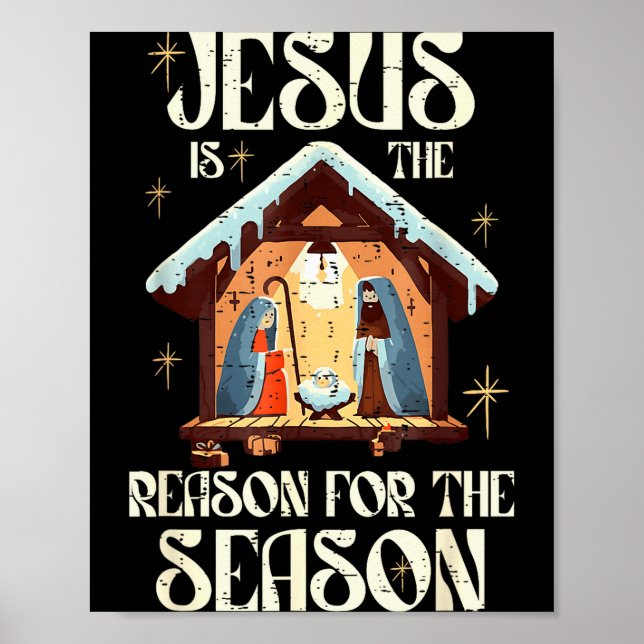 Poster Jesus É a Razão da Temporada Fé Cristã (Frente)