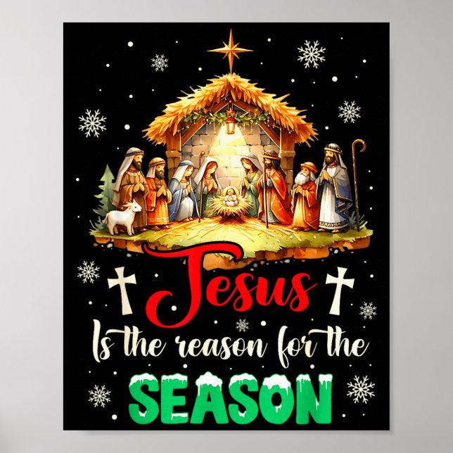 Poster Jesus É a Razão da Temporada Fé Cristã (Frente)