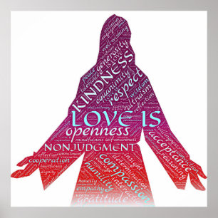 Poster Jesus é amor, compaixão, cristão não-julgamento