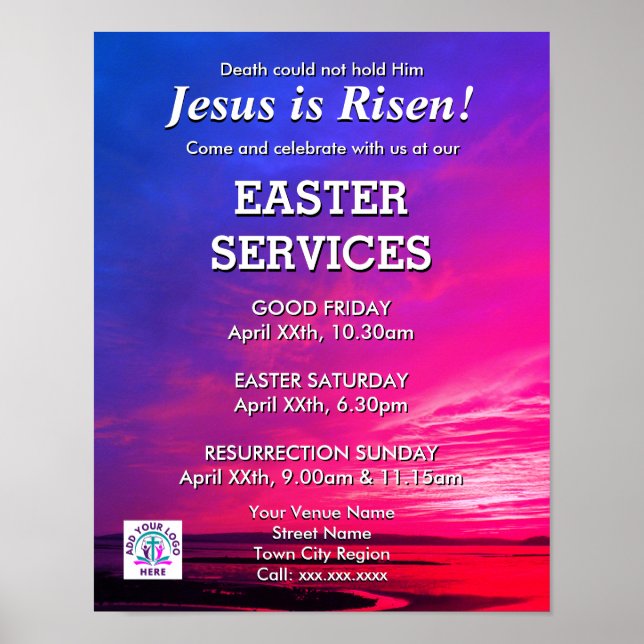 Poster JESUS É Convite aos Serviços da Igreja Páscoa de R (Frente)