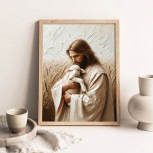 Poster Jesus e Cordeiro, Arte Cristã, Jesus Cristo