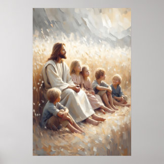 Poster Jesus e Crianças Sigam-me Jesus Cristo Cristã