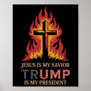 Poster Jesus É Meu Salvador Trump Meu Presidente Conserva
