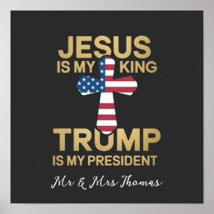 Poster Jesus É o Meu Rei, Trump É o Meu Presidente