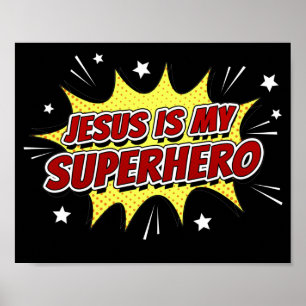 Poster Jesus é o meu super-herói Crianças e Adultos Fé Cr