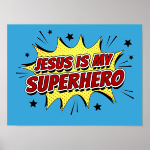 Poster Jesus é o meu super-herói Crianças e Adultos Fé Cr