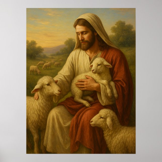 Poster Jesus É o Pastor #1™ Arte de Parede para Igreja SU (Frente)