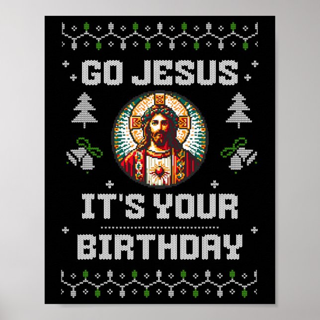 Poster Jesus, é o seu aniversário, feliz Natal (Frente)