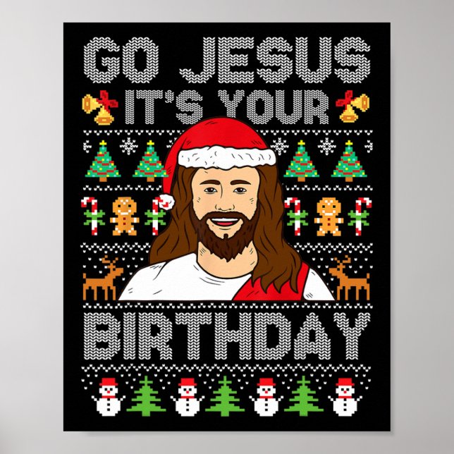 Poster Jesus, é o seu suéter de Natal feio (Frente)