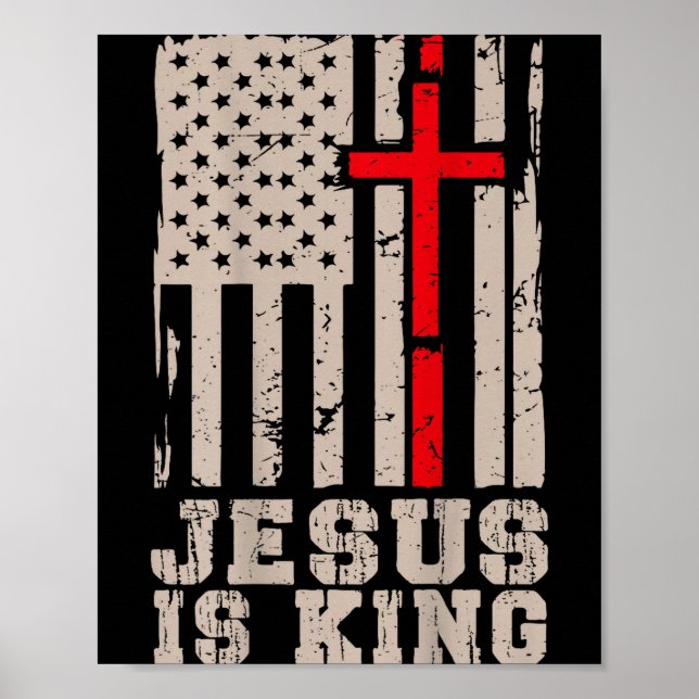 Poster Jesus É Rei Cristo Senhor Patriótico Cristão Ameri (Frente)