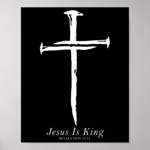 Poster Jesus é Rei Engraçado Unhas Cruzadas Cristão