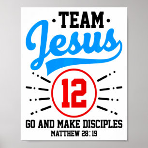 Poster Jesus E Time De Beisebol Jesus Cristão Mateus 28