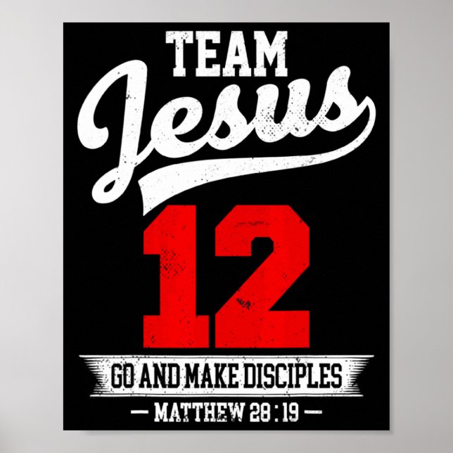 Poster Jesus E Time De Beisebol Jesus Cristão Mateus 28 (Frente)