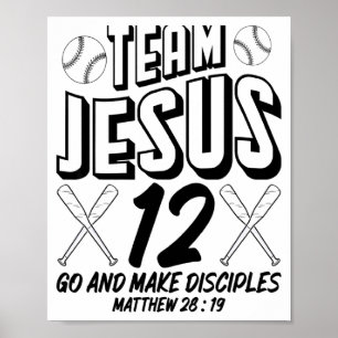 Poster Jesus E Time De Beisebol Jesus Cristão Mateus 28