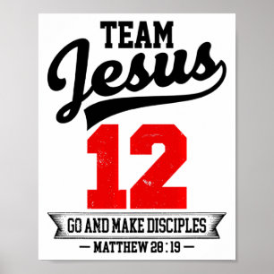 Poster Jesus E Time de Beisebol Jesus Cristão Mateus 28