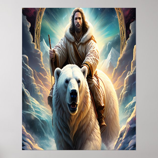 Poster Jesus em um urso polar 20x16 (Frente)