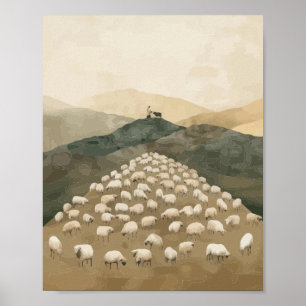 Poster Jesus Encontra a Ovelha Perdida Ilustração