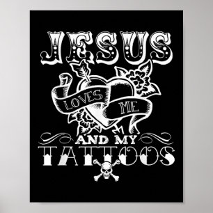 Poster Jesus Engraçado Me Ama E Minhas Tatuagens 