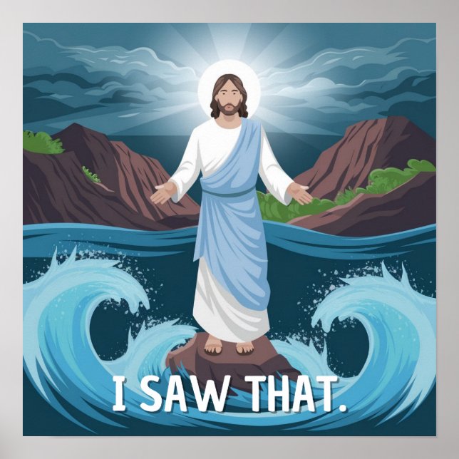 Poster Jesus está te observando, eu vi aquele Jesus Meme (Frente)