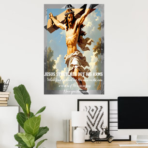 Poster Jesus estendeu seus braços