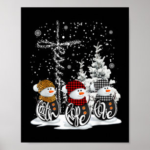 Poster Jesus Faith Hope ama Snowman Engraçado Xmas Para C