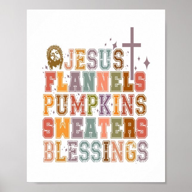 Poster Jesus Flannels Pumpkins Sweater Bênçãos (Frente)