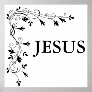 POSTER JESUS FLORAL CORNER BORDER