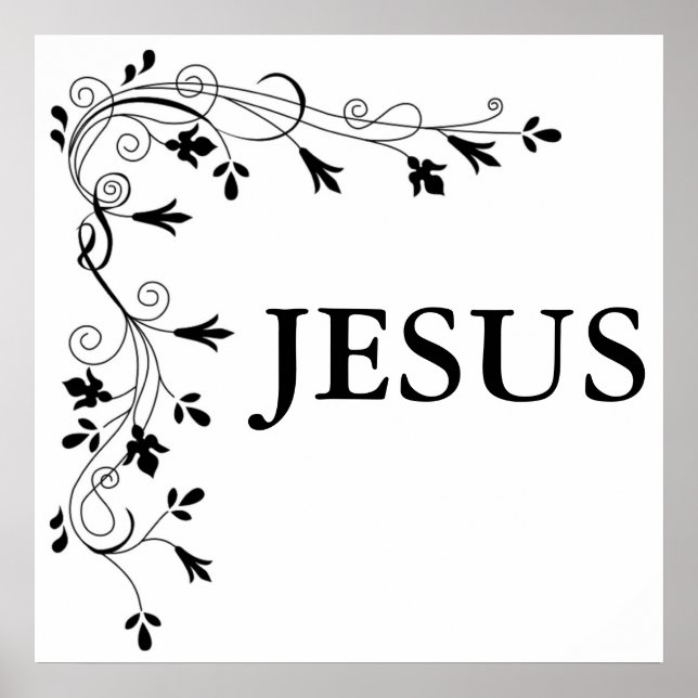 POSTER JESUS FLORAL CORNER BORDER (Frente)