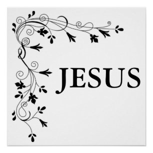 PÓSTER JESUS FLORAL CORNER BORDER