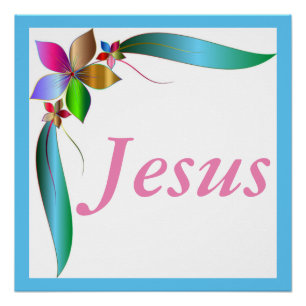 PÓSTER JESUS FLOWER RIBBON