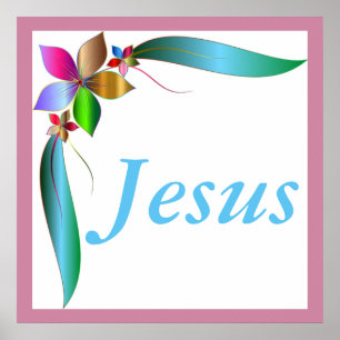 POSTER JESUS FLOWER RIBBON