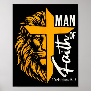 Poster Jesus Homem De Fé Leão Cruz I Coríntios 16 13